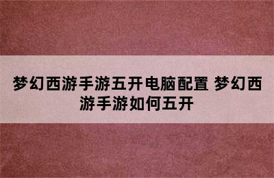 梦幻西游手游五开电脑配置 梦幻西游手游如何五开